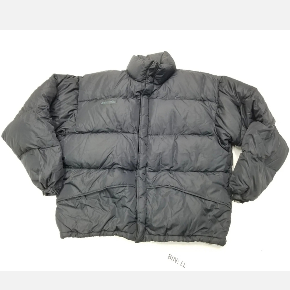 Vintage Columbia Goose Down Puffer Jacket Coat Men's Size Large Black :LL